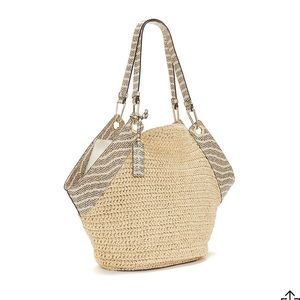 Vince Camuto Lenza Straw Tote Summer Beach Bag Straw print